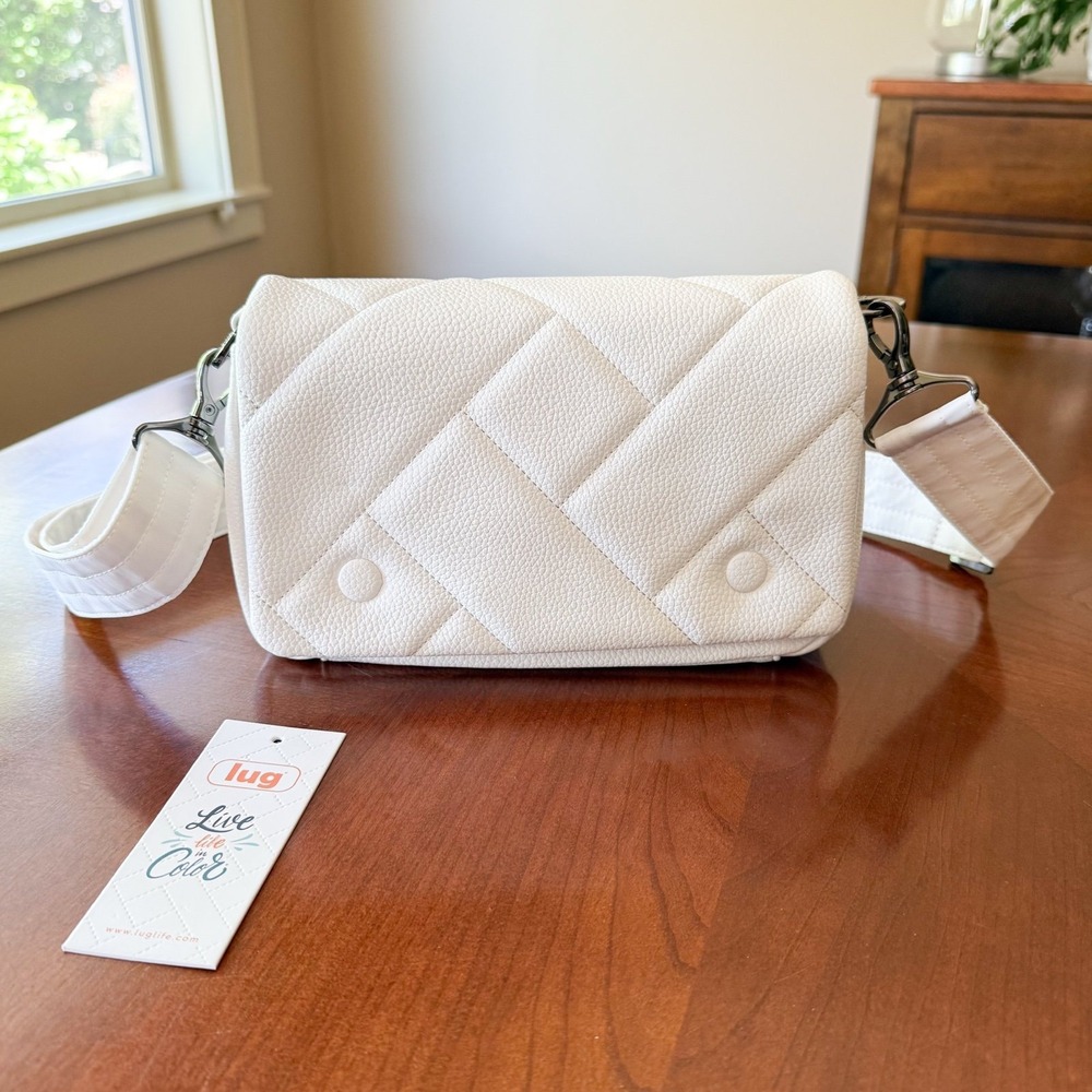 Lug Piccolo Bag White Quilted Vegan Leather - Fabric Crossbody Strap Only